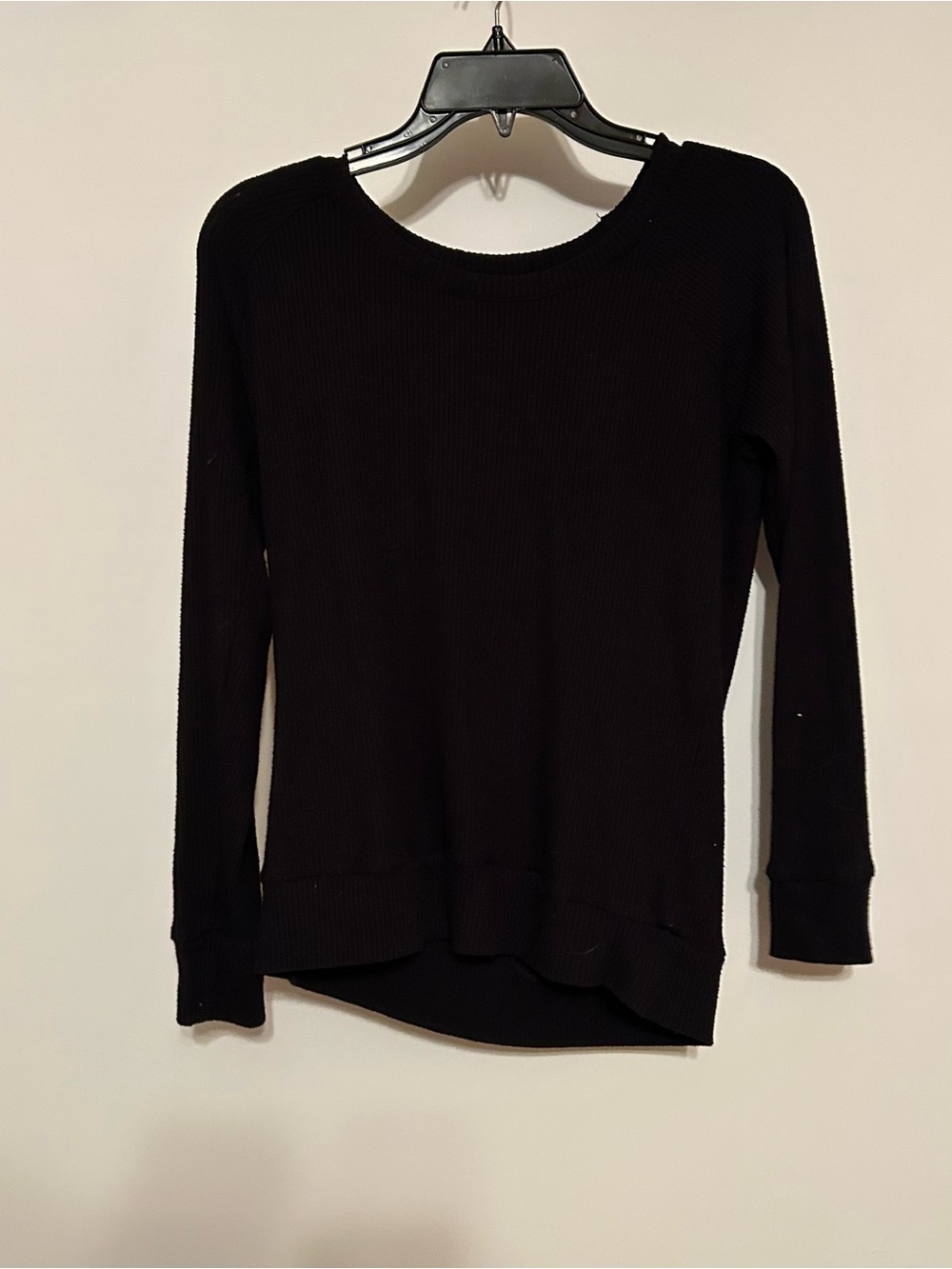 Chaser Black Ribbed Long-Sleeve Scoop Neck Top